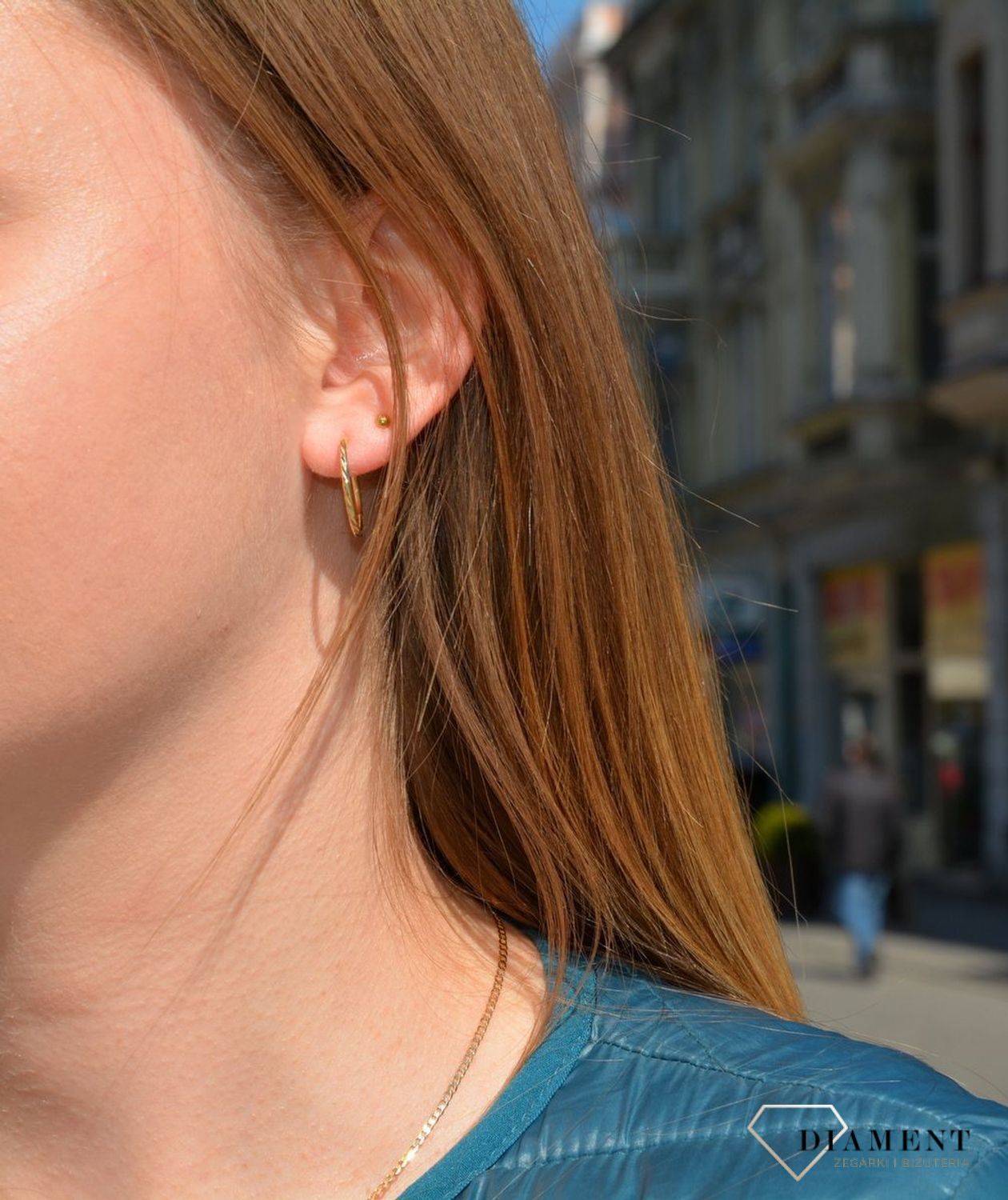 Złote kolczyki koła 585 grawerowane 2 cm KL 135H.jpg